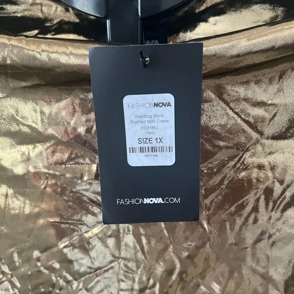 Fashion Nova Gold Textured Mini Dress - Picture 3 of 5